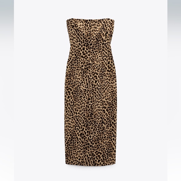 Zara PRINTED SHEATH DRESS. Leopard. Size XS. New with Tags. - Picture 4 of 6
